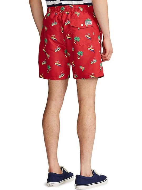 Ralph Lauren Men's Swimwear Shorts Red with Patterns