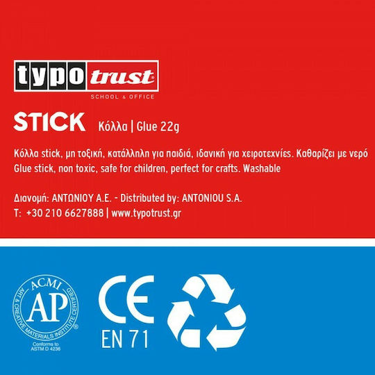 Typotrust Kleber Stick Schlägel für Papier 22gr Keine Lösungsmittel