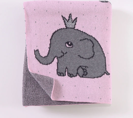 Rythmos Pătură Pepinieră Swaddling pături Elephant Jacquard 100% bumbac Roz 80x100cm