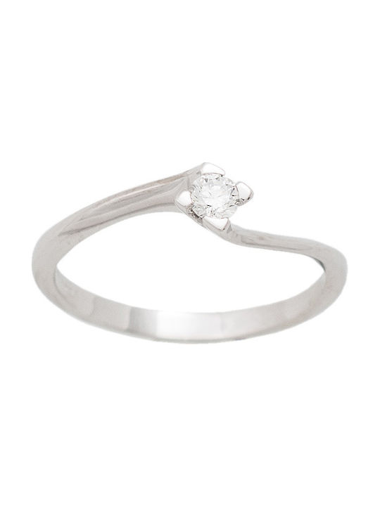 Diamond Jools LR384 Μονόπετρο από Λευκόχρυσο 18Κ με Διαμάντι