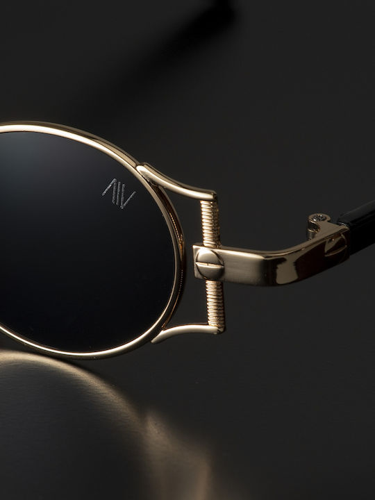 AV Sunglasses Brida Sonnenbrillen mit Black / Gold Rahmen und Schwarz Linse