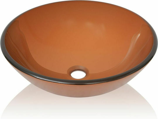 vidaXL Aufgesetztes Waschbecken Glas 42x42x14cm Braun