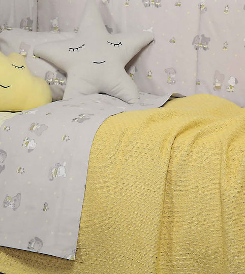 Nef-Nef Homeware Pătură Pătuț Smooth 100% bumbac Galbenă 150x110cm