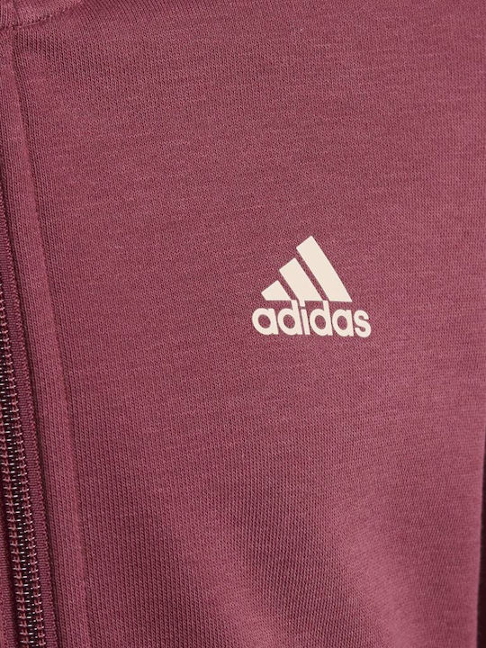 Athletic Kids Sweatshirt Cardigan Cotton with Hood Burgundy Essentials