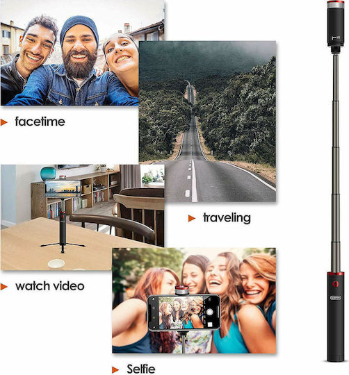 Ezra BST01 Selfie Stick Τρίποδο Κινητού Bluetooth Μαύρο
