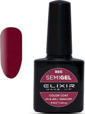 Elixir Semi Gel Ημιμόνιμο Βερνίκι Νυχιών 866 Metallic Oxblood 8ml