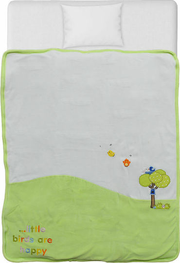 Bebe Stars Blanket Nursery Swaddling Blankets Little Birds Velvet Green 90x110cm