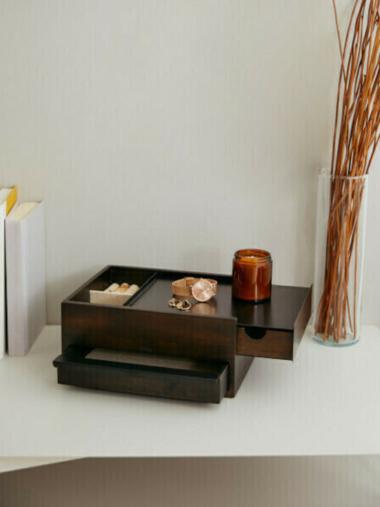Umbra Stowit Wooden Jewellery Box with Drawer Brown 26x22.2x12.1cm