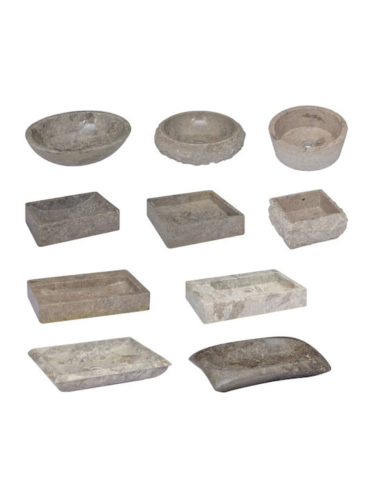 vidaXL Επικαθήμενος Νιπτήρας Πέτρινος 38x24x6.5cm Γκρι