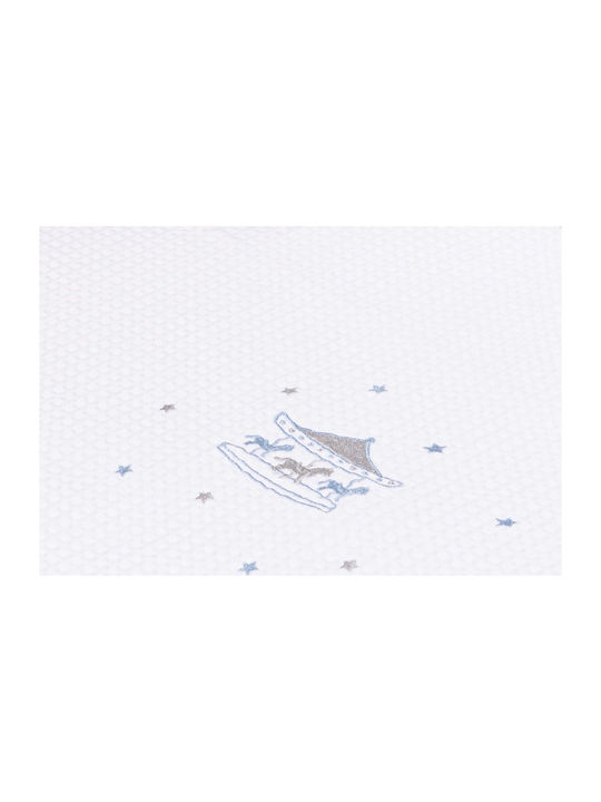 abo Blanket Cot Carousel Waffle Blue 100x150cm