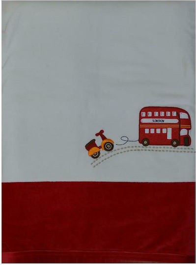 Bebe Stars Κουβέρτα Αγκαλιάς & Λίκνου Happy Travel Βελουτέ Κόκκινη 90x110εκ.