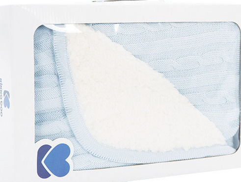 Kikka Boo Blanket Nursery Swaddling Blankets Sherpa Knitted Light Blue 75x100cm