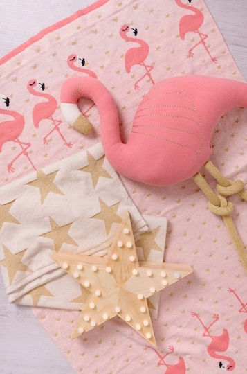 Bizzi Growin Одеяло Детски пелени за пелени Flamingo 100% памук Розов 70x90см.