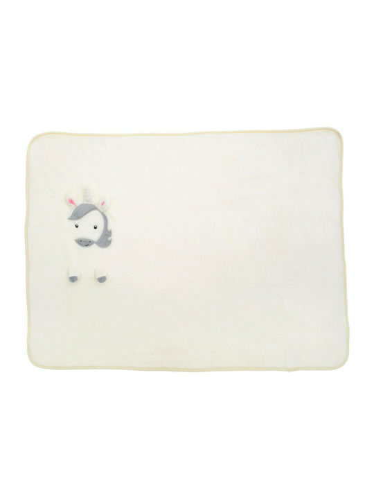 Sass & Belle Одеяло Детски пелени за пелени Unicorn Флийс Бяло 70x105см.