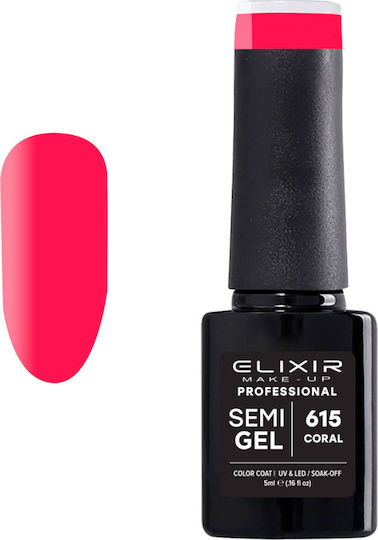 Elixir Semi Gel Semi-Permanent Nail Polish 615 Coral 5ml