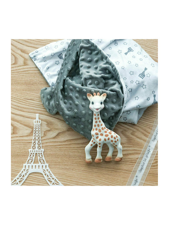 Sophie La Girafe Κουβέρτα Αγκαλιάς & Λίκνου Βελουτέ Γκρι 73x91εκ.