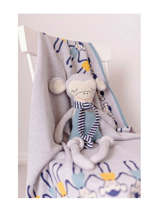 Bizzi Growin Blanket Nursery Swaddling Blankets Cheeky Monkey Cotton Gray 70x90cm