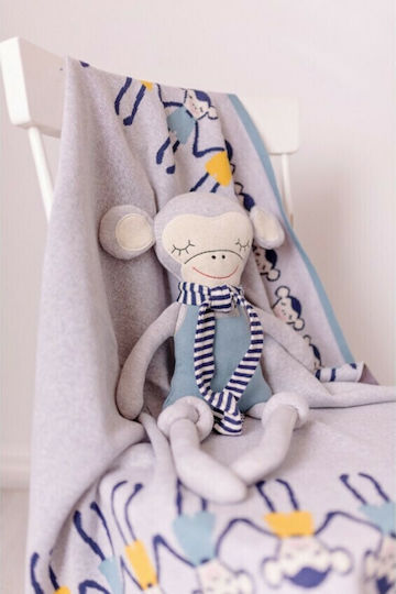 Bizzi Growin Decke Wickeltücher für Kinderzimmer Cheeky Monkey Baumwolle Gray 70x90cm