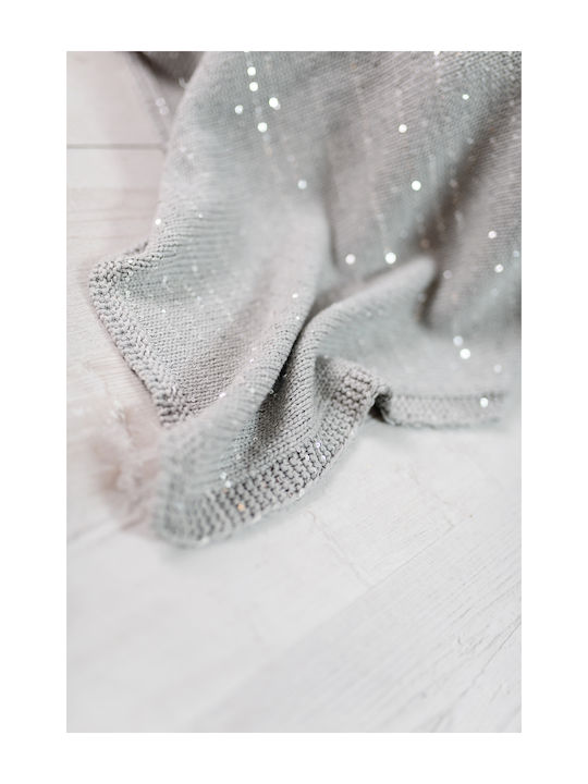 Bizzi Growin Κουβέρτα Αγκαλιάς & Λίκνου Silver Sparkle Πλεκτή Γκρι 70x90εκ.
