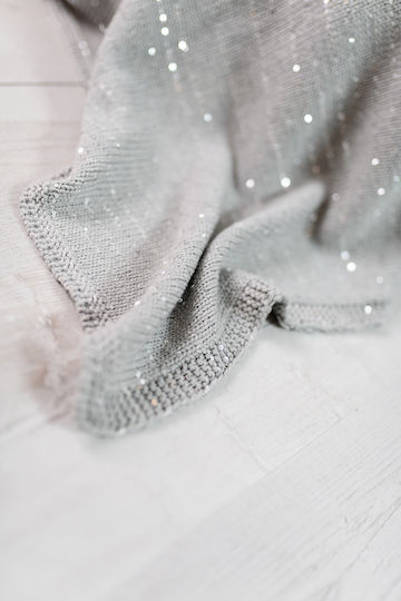 Bizzi Growin Κουβέρτα Αγκαλιάς & Λίκνου Silver Sparkle Πλεκτή Γκρι 70x90εκ.