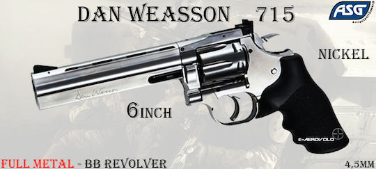 Asg Αεροβόλο Πιστόλι CO2 Dan Wesson 715 6" Silver Μεταλλικό 4.5mm