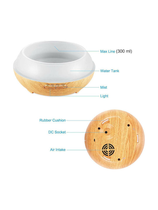 Factory Led Συσκευή Αρωματοθεραπείας Υπερήχων 14300 με Χρονοδιακόπτη Καφέ 300ml