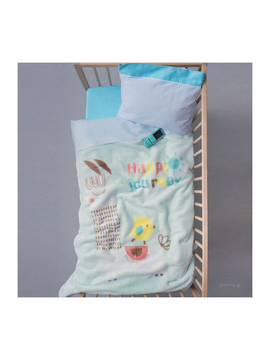 Palamaiki Blanket Cot Bebe Velour BV725 Velvet Light Blue 110x140cm