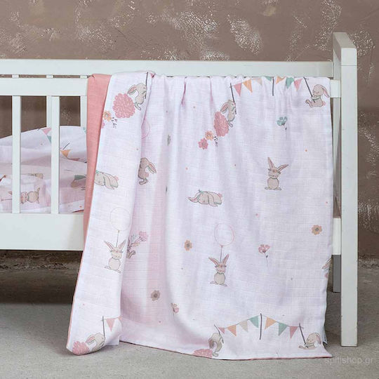 Nima Decke Kinderbett Bunny Love Baumwolle Rosa 100x140cm