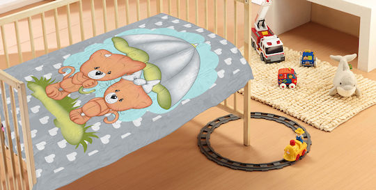 Dimcol Blanket Cot Rainy Bears Velvet 110x140cm Dimcol Blanket Cot Rainy Bears Velvet 110x140cm