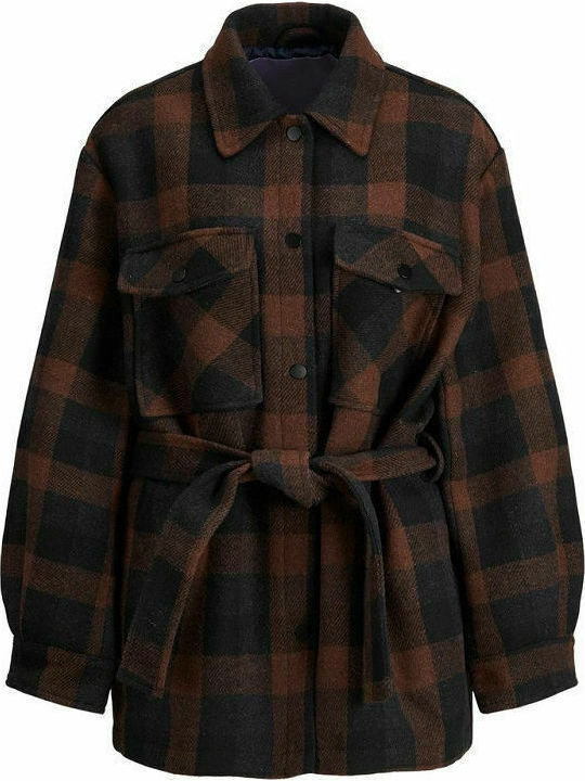 Women's Checked Navy Blazer Overshirt