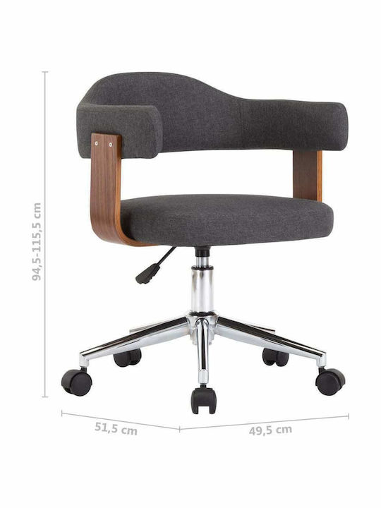 Swivel Visitor Armchair with Wheels Γκρι 49.5x51.5x94cm 4pcs