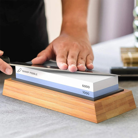 Sharp Pebble Knife Sharpening Stone Double with Density 1000/6000