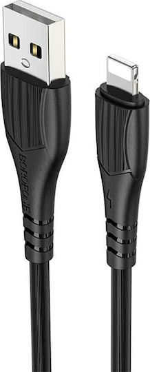 Borofone BX37 Braided USB-A la Cablu Lightning Negru 1m (BOR-BX37i-BK)