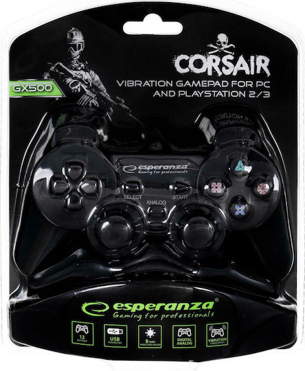 Esperanza Corsair Wired Gamepad for PC / PS3 Black