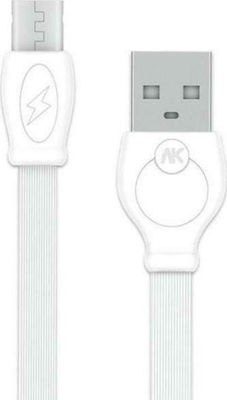 WK Flat USB-A to Lightning Cable White 1m