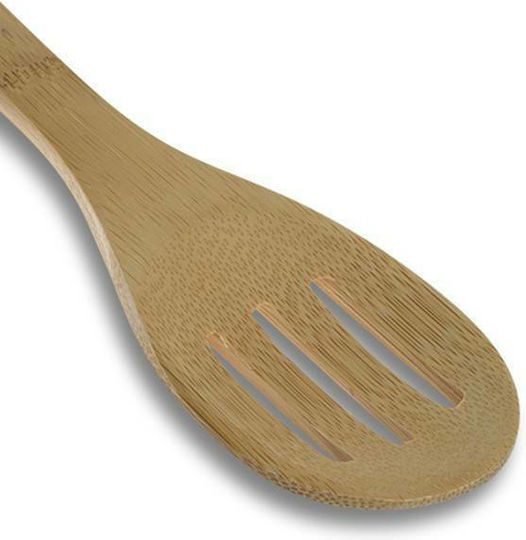 Nava Bamboo Ρηχή Κουτάλα Κουζίνας Τρυπητή Ξύλινη Μπεζ 30.5cm