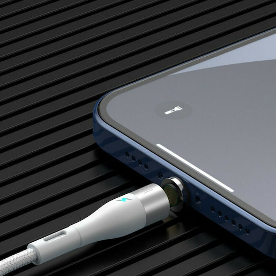 Baseus Zinc Плетена / Магнитно отделяемо USB-A към Lightning кабел Бял 1м (CALXC-K02)