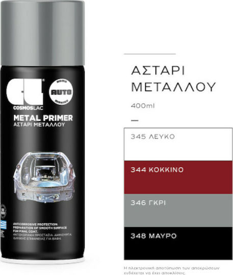 Cosmos Lac Spray Primer Metal Primer with Metallic Effect Red 400ml