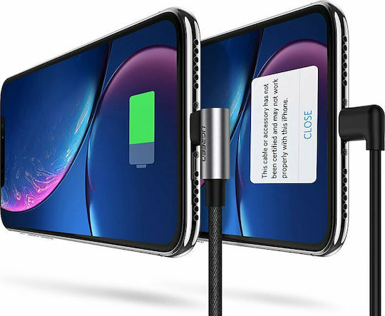 Ugreen Angle (90°) / Braided USB to Lightning Cable Μαύρο 1m (60521)