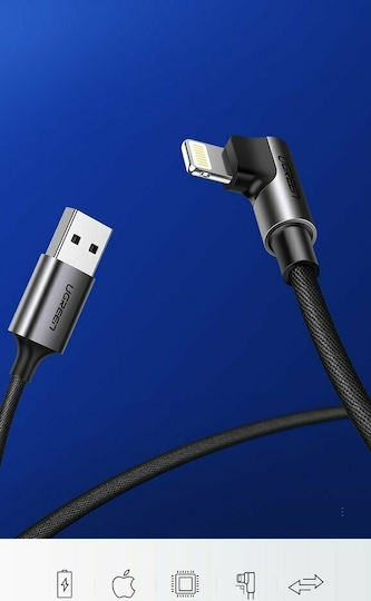 Ugreen Angle (90°) / Braided USB to Lightning Cable Μαύρο 1m (60521)