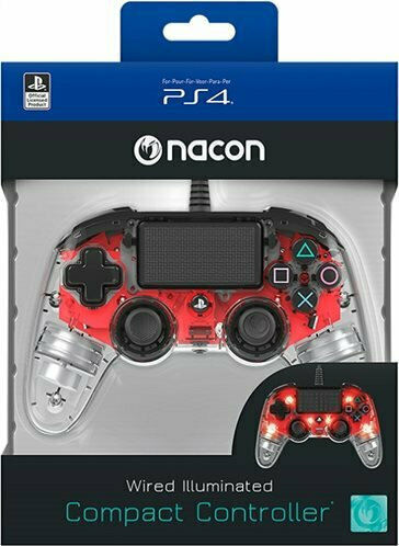 Nacon Wired Illuminated Compact Controller για PS4 Crystal Red