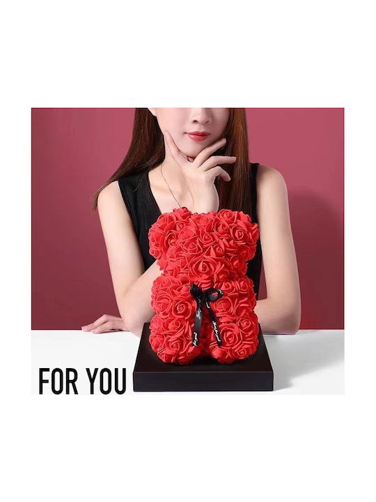 Bear of Artificial Roses Red 25cm Tres Chic