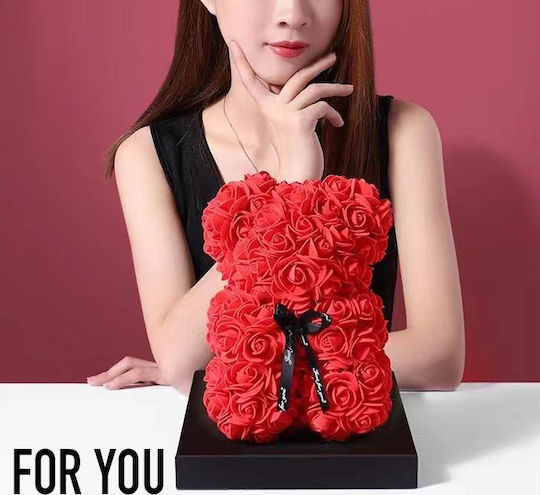 Teddybär aus künstlichen Rosen Red 25cm Tres Chic