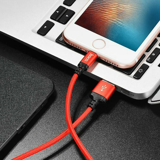 Hoco Regular USB to Lightning Cable Red & Black 2m (X14 Times)
