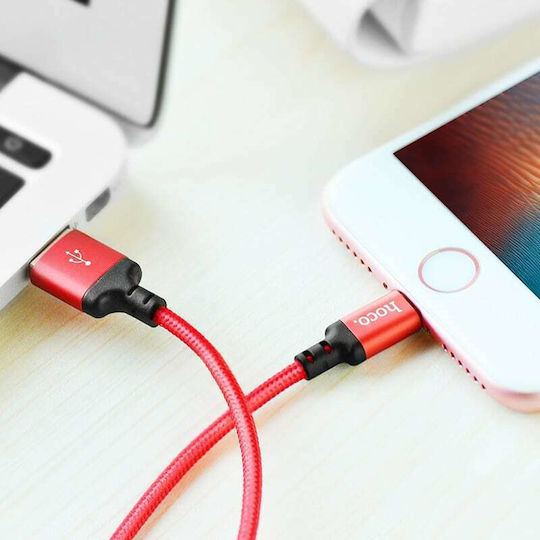 Hoco Regular USB to Lightning Cable Red & Black 2m (X14 Times)