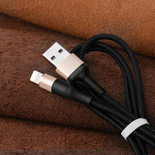 Hoco X26 Xpress Braided USB-A la Cablu Lightning Auriu 1m (HOC-X26i-BG)