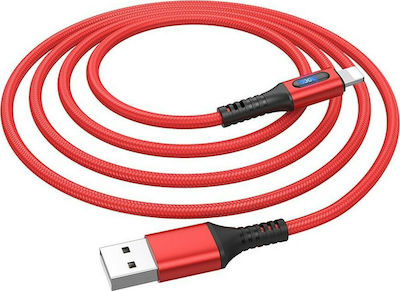 Hoco U79 Geflochten / LED USB-A zu Lightning Kabel Rot 1.2m (HC-U79LRD)