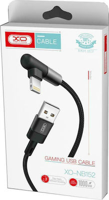 XO NB152 Angle (90°) / Braided USB-A to Lightning Cable Black 1m