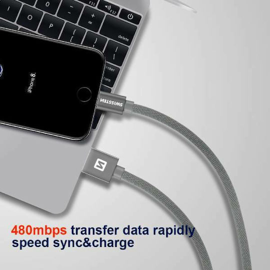 Swissten Braided USB to Lightning Cable Λευκό 1.2m (71523203)