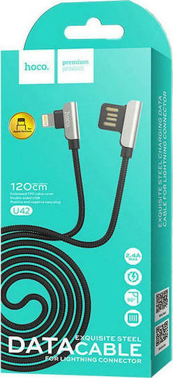 Hoco Angle (90°) / Stainless USB to Lightning Cable Μαύρο 1.2m (U42)
